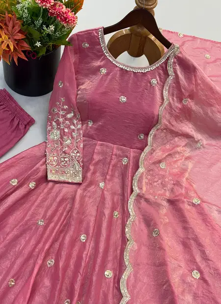 Jf 052 Fendy Silk With Embroidered Sequence Work Gown